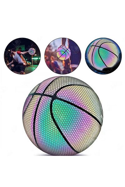 FOXMAG24 Reflective basketball ball, diameter 24 cm, made of synthetic leather, multicolor