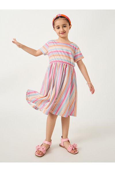 Styli Striped Short Sleeve Dress