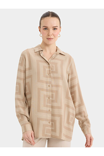 DeFacto Women Striped Brown Button-Down Shirt