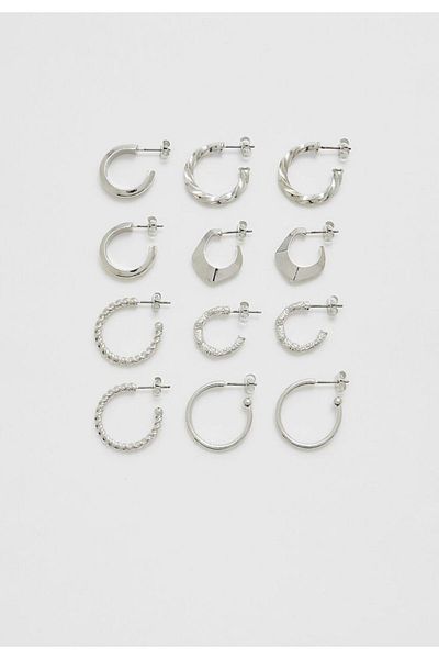 HISCOSMETIC Women's Silver - Silver Stylish Basic 6-Piece Double Earring Set