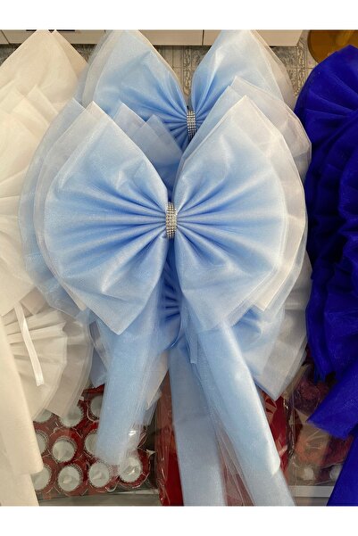 Gülcan Tuhafiye Pratik kapı tülü+ kapı süsü bebe mavisi