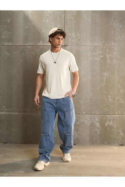 Sassafras By Styli Washed Wide Leg Carpenter Jeans