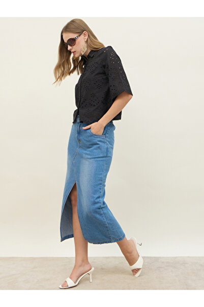 Styli قميص شيفلي بأكمام قصيرة وحاشية صدفية