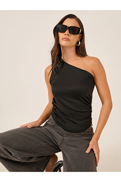 Styli بلوزة سادة بدون أكمام بكتف واحد