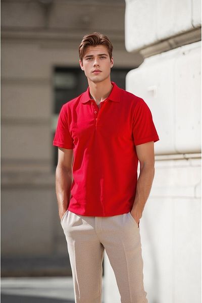 The Clover Men's Polo Neck Button Short Sleeve 100% Cotton T-Shirt Thclvr.Dncr