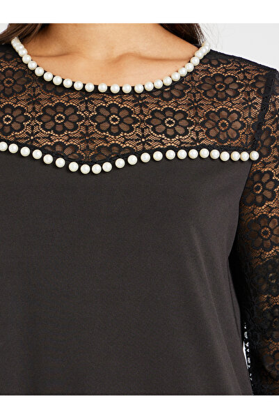 Keenly By Styli Embellished Lace Patchwork Long Sleeve A-Line Jalabiya