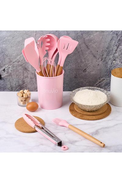 Onuvio 12-piece kitchen utensil set, Food-grade Silicone, Heat-resistant, Non-stick, Onuvio™ - Pink