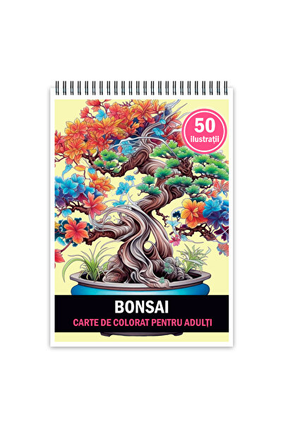 Legendary Gifts Carte de colorat pentru adulți, 50 de ilustrații, Bonsai, format A4