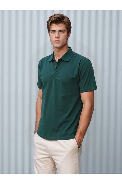 The Clover Men's Polo Neck Button Short Sleeve 100% Cotton T-Shirt Thclvr.Dncr