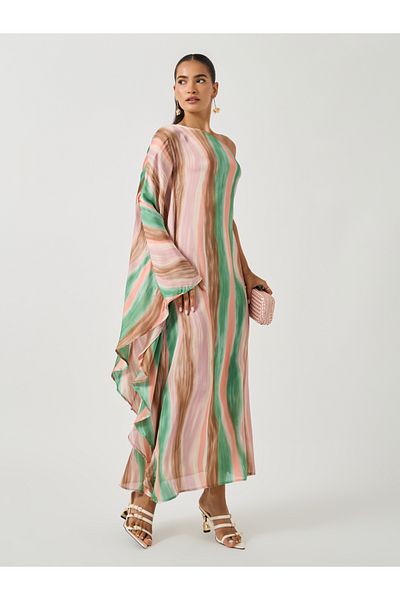 Styli Tie and Dye Print One Shoulder Neck Kaftan Maxi Dress
