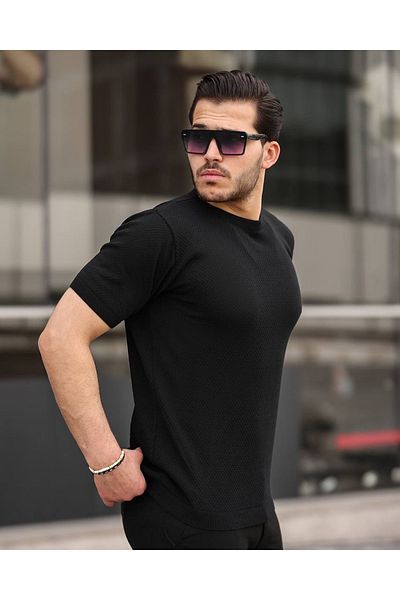 viperkombin Ανδρικό πλεκτό μπλουζάκι με ανάγλυφο σχέδιο κανονική εφαρμογή