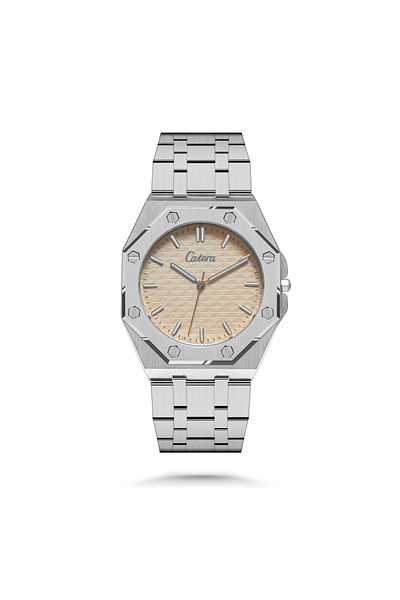 catera Men's watch with a modern design in silver color and a sugar dial