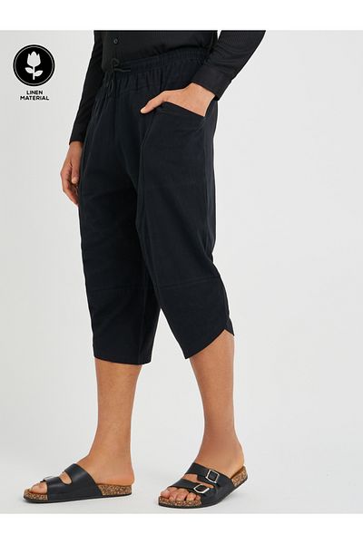 Styli Cotton Linen Woven Pant with Drawstring