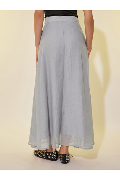 Styli Embellished Detail A-Line Maxi Skirt with Pockets