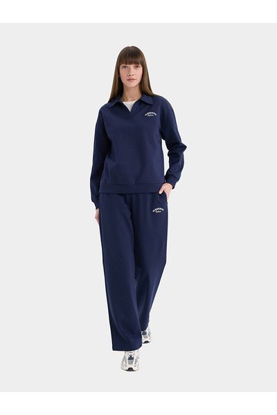 DeFacto Women Solid Navy Blue Sweatshirt