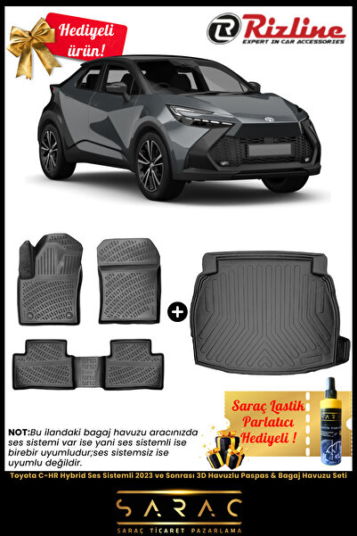 Rizline Toyota CHR Hybrid Ses Sistemli 2023 ve Sonrası Havuzlu Paspas & Bagaj Havuzu Seti+HEDİYELİ!