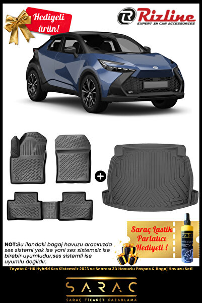 Rizline Toyota CHR Hybrid Ses Sistemsiz 2023 ve Sonrası Havuzlu Paspas & Baga...