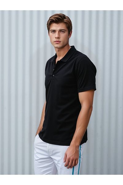 The Clover Men's Polo Neck Button Short Sleeve 100% Cotton T-Shirt Thclvr.Dncr