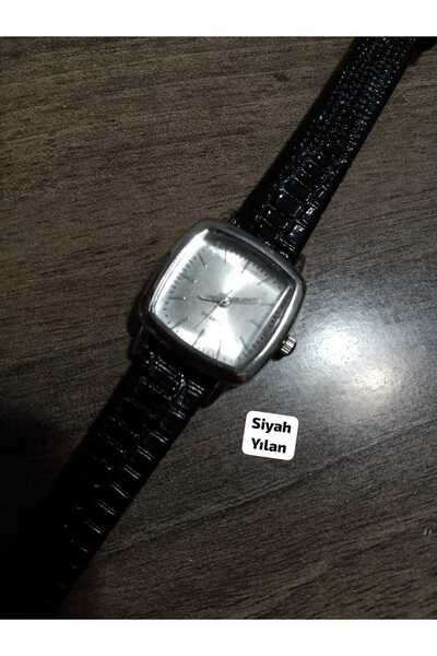 Brality Minimal Vintage Retro Kadın Kol Saati.. Kare Model Gümüş Kasa.. Siyah Kordon.. Beyaz Kadran.. 0034