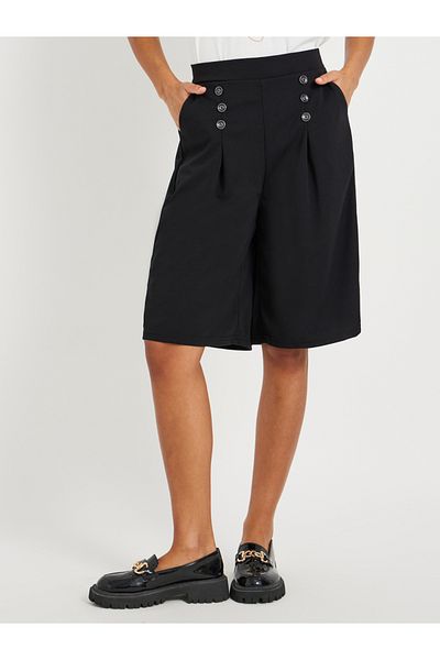 Styli Solid Button Adorned Pleated Regular Fit Shorts