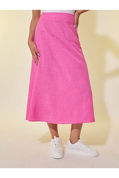 Styli Plain Side Zipper A-Line Midi Skirt