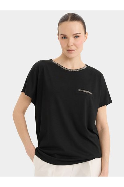 DeFacto Crew Neck Black Short Sleeve T-Shirt