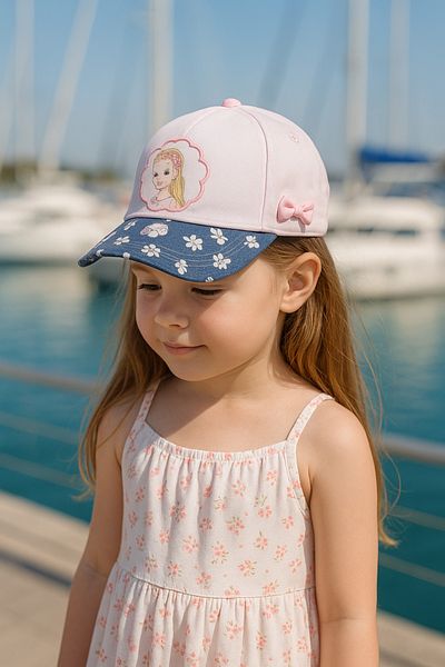 LAGRANZE Girl's Pink Cotton Hat – Princess Printed Bow