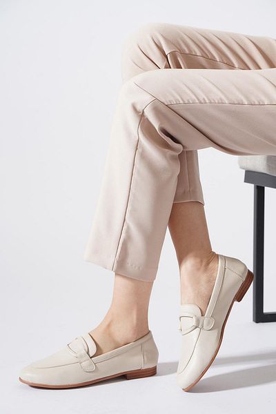 Moda Pie Ardi Wrap Belted Genuine Leather Women's Ballerina Ballerina Beige Skin