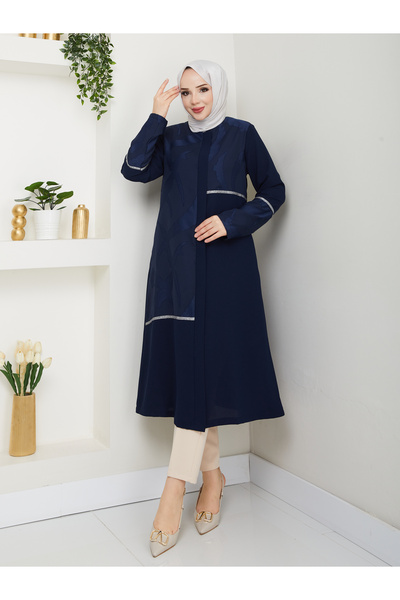 BELLİNA Kadın Krep Kumaş Şık Lacivert Kap