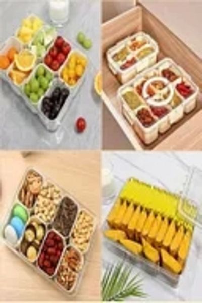 Rosemor 2 عبوة مكونة من 8 أقسام مع غطاء قفل، منظم إفطار محمول للنزهة، حاوية تخزين، صندوق طعام