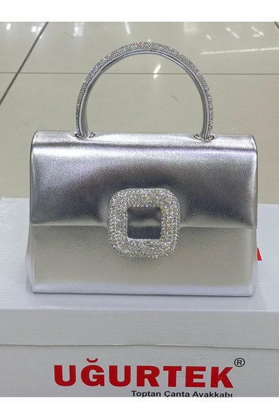 tekmagic bags uğurTek taşlı tokalı zincirli kutu klasik abiye kadın çanta