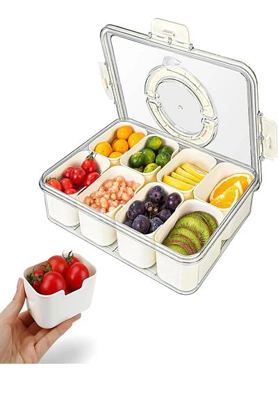 Rosemor 8 Compartment Portable Breakfast Organizer with Lock Lid Picnic Set Storage Container Food Box