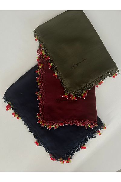 GÜNBATILI 3 bucăți ALBASTRU ÎNCHIS MAROON KHAKI VERDE Lucru manual de cireșe, margine de scris, pânză de brânză cu margele