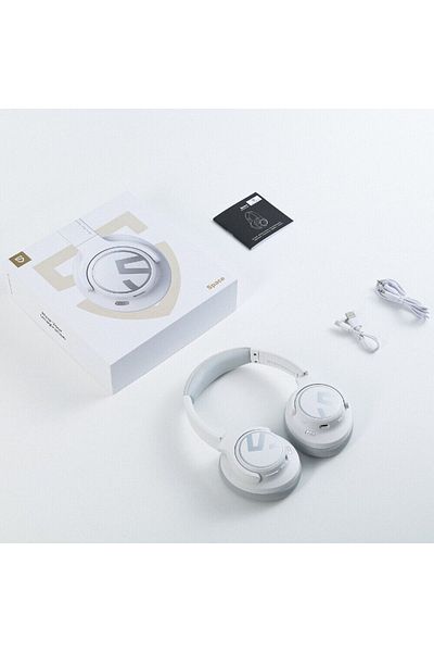 SoundPEATS Space Wireless Over-ear Headphones, Premium Sound, Anc 35db, 123 Hours, White