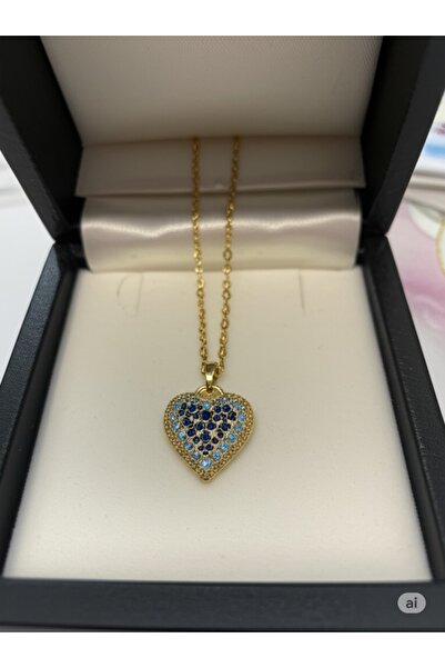 KANERUZ Zirkon Taşlı Mavi Okyanusun Kalbi Kolye