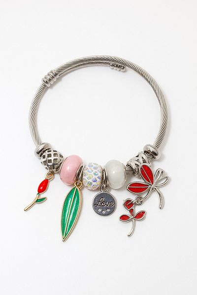 MakeWell Steel Gold Silver Color Steel Charm Bracelet with Dolphin Seashell Fish Design