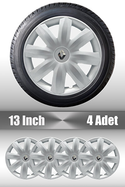FRWY Renault Clio Kangoo 13" inç Uyumlu 4 Adet 1 Takım Gri Jant Kapağı