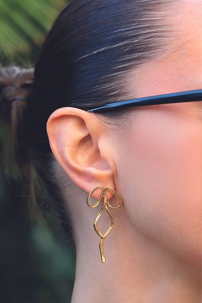 Aqua Di Polo 1987 Women's Gold Bow Dangle Earrings