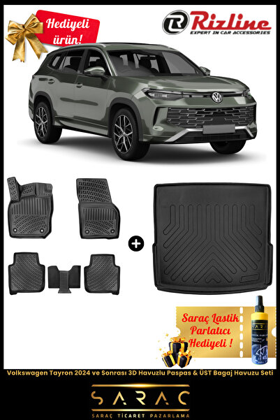 Rizline Volkswagen Tayron 2024 ve Sonrası Havuzlu Paspas & ÜST Bagaj Havuzu S...
