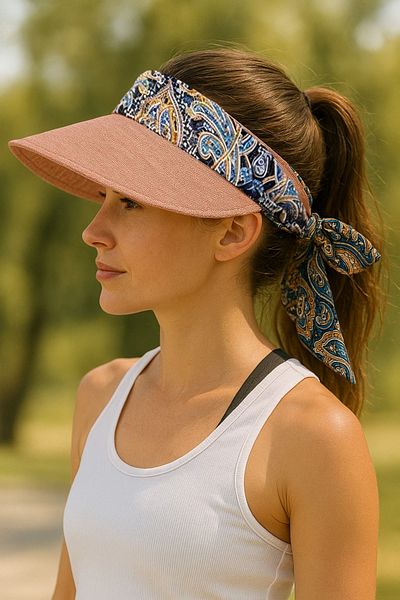 LAGRANZE Women S Wide Brim Paisley Pattern Visor Sun Hat - Adjustable Summer Brim Beach Hat