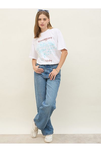 Styli Graphic Print Short Sleeve Oversized T-Shirt