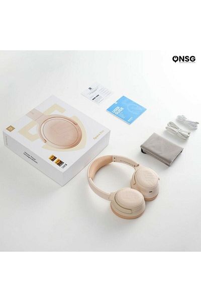 SoundPEATS Pro Space Wireless Over-ear Headphones, Anc 35db, 123 Hours, White Beige