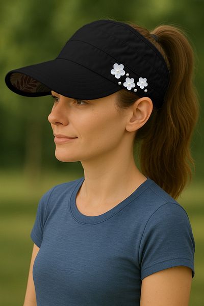 LAGRANZE Women's Wide Brim Visor Sun Hat - Adjustable Summer Brim Velcro Beach Hat