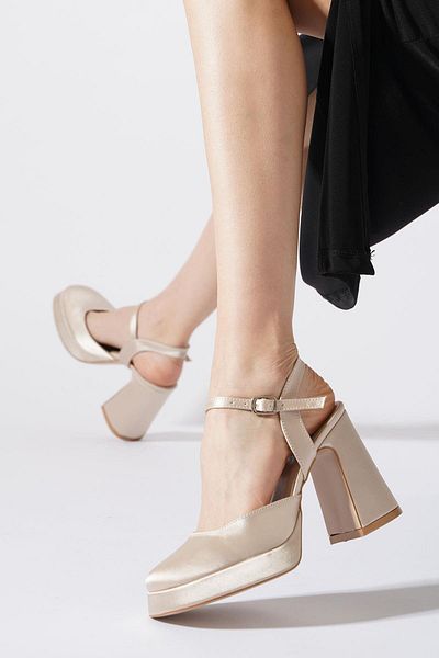 Moda Pie Giswer Plain Face Platform Women's Evening Dress Shoes Skin Satin