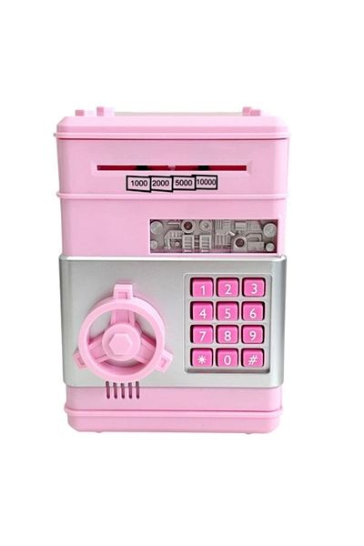 Mu Art Encrypted Automatic Paper Coin Acceptable Atm Pink Piggy Bank
