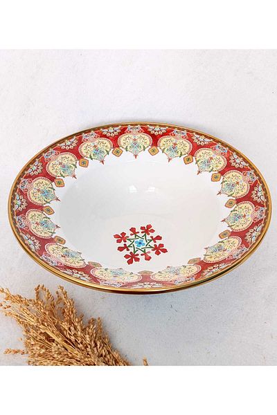 EBRULİEMAYE Brown Ethnic Deep Fruit Bowl Salad Plate Bowl Presentation Bowl