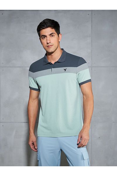 Technosport By Styli Color Block Short Sleeve Pique Slim Fit Polo T-Shirt