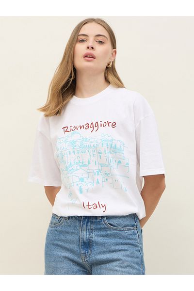 Styli Graphic Print Short Sleeve Oversized T-Shirt