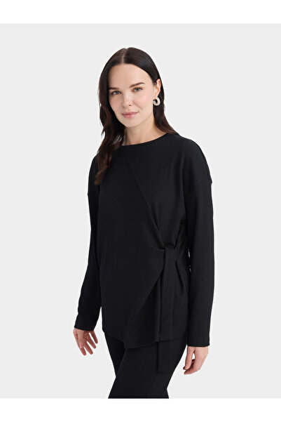 DeFacto Women Black Knitted Long Sleeve Casual T-Shirt