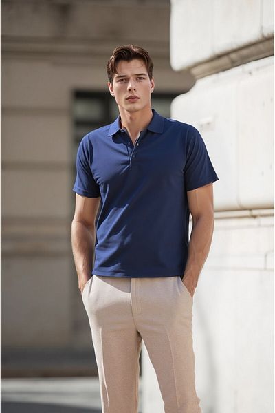 The Clover Men's Polo Neck Button Short Sleeve 100% Cotton T-Shirt Thclvr.Dncr